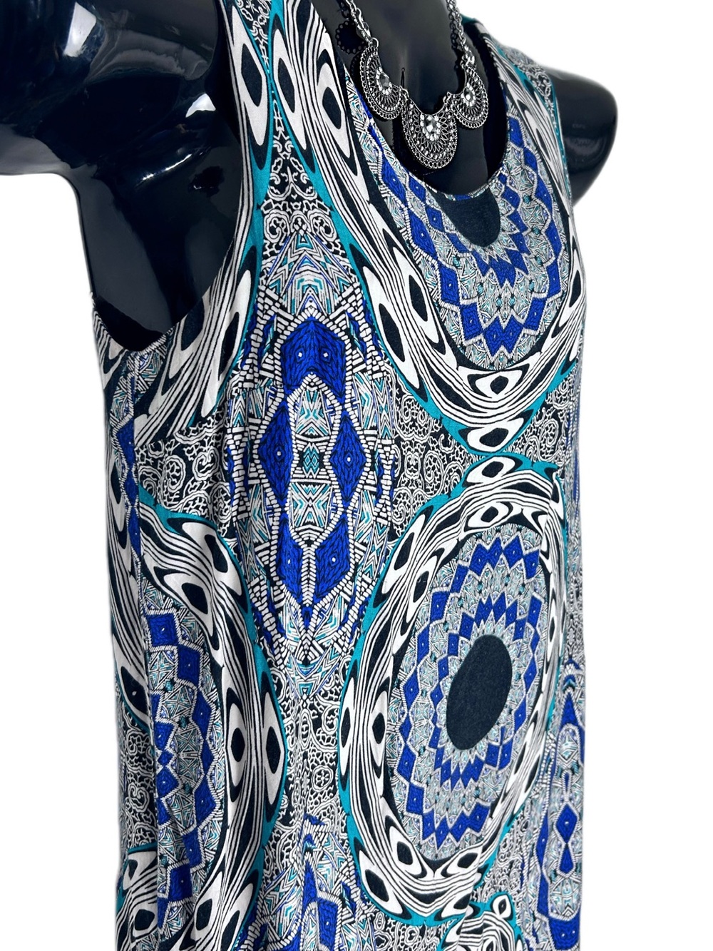 Renee C. Blue, Teal & Black Geometric Sleeveless Tank/Mini Dress (MSRP $110)